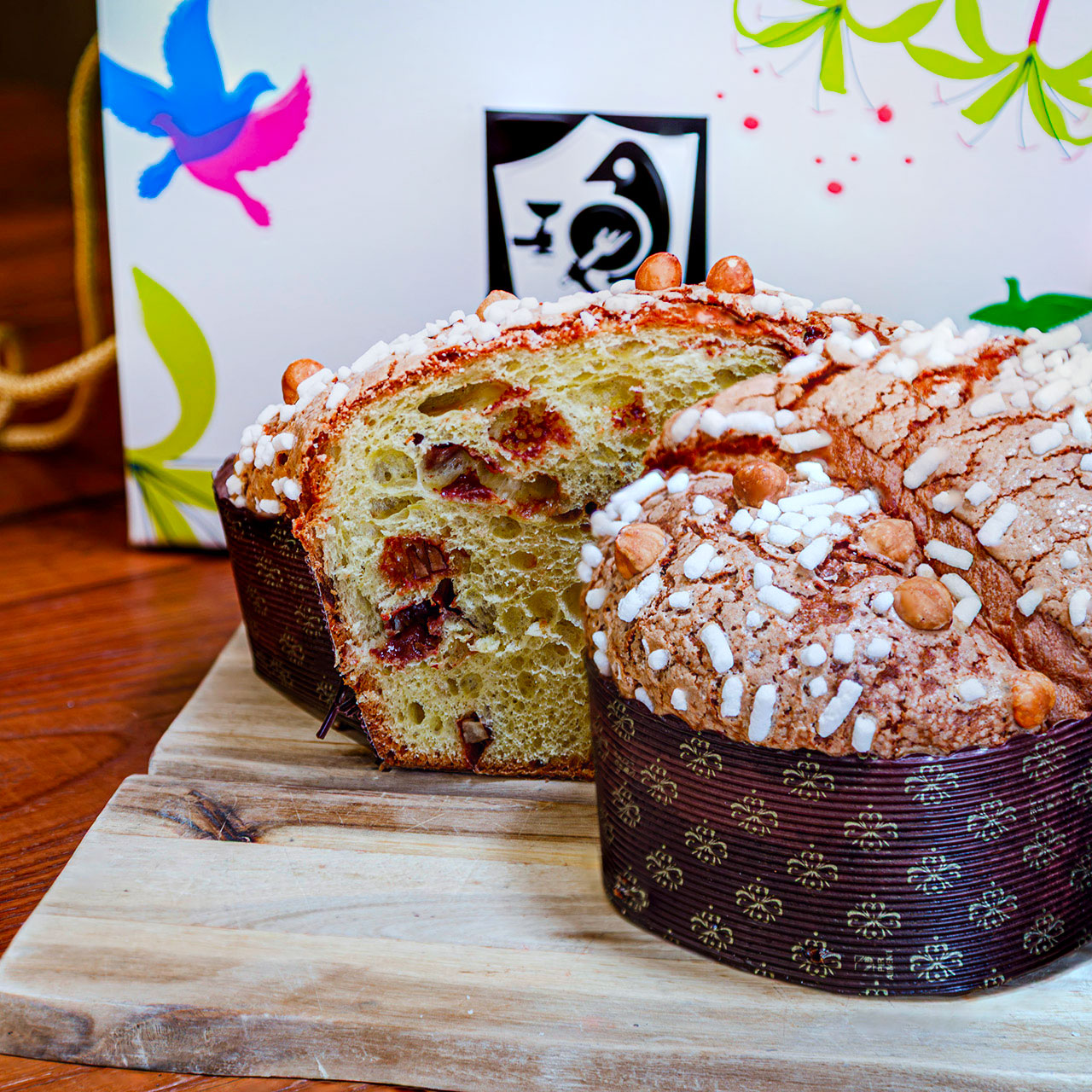 Colomba caramello e noci pecan taglio